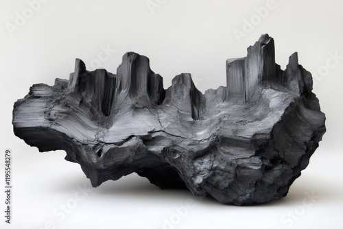 Finely Milled Graphite Dust on White Surface. Pure Black Carbon Element in Geologic Form photo