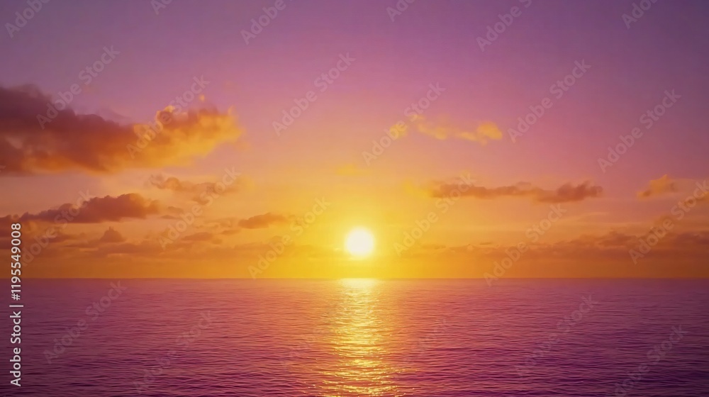 Obraz premium Stunning Sunset over Calm Ocean Waters Vibrant Colors Sky Cloudscape