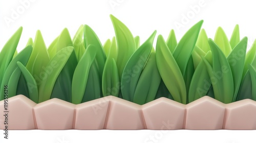 A vibrant, stylized representation of green grass with a textured base, ideal for decorative or educational purposes.