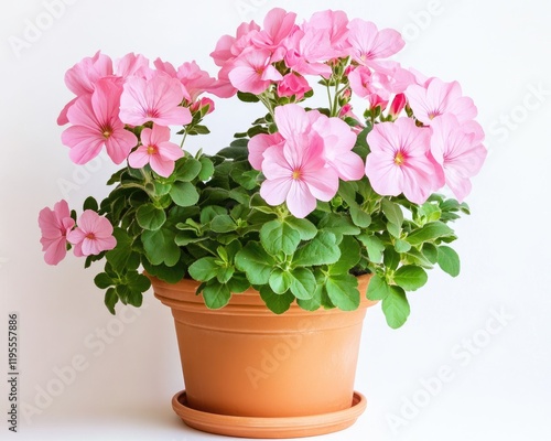 Wallpaper Mural Stunning Geranium Blossom in Pot. Isolated Floral Arrangement Against a Clean Background. Torontodigital.ca
