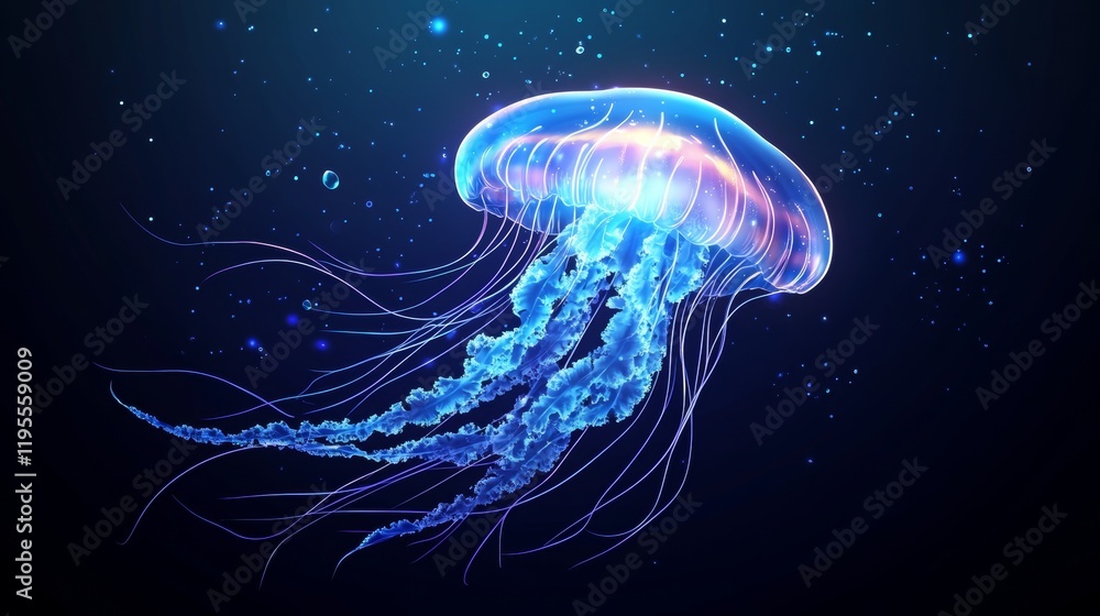 Fototapeta premium Exotic Bioluminescence of Chrysaora Pacifica Jellyfish