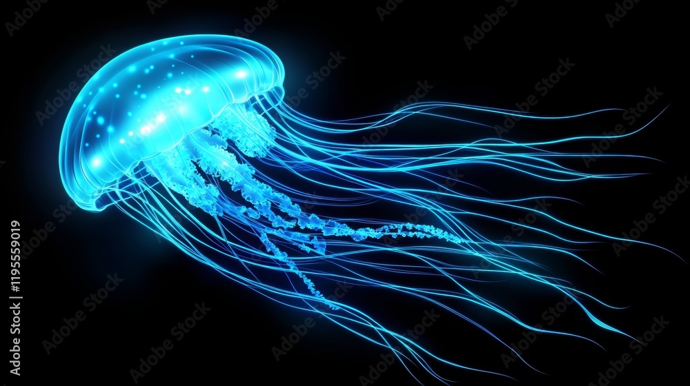 Fototapeta premium Glowing Ocean: Japanese Sea Nettle in the Dark