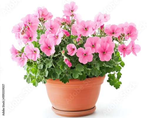 Wallpaper Mural Stunning Geranium Blossom in Elegant Pot: A Floral Delight Isolated on White Background Torontodigital.ca