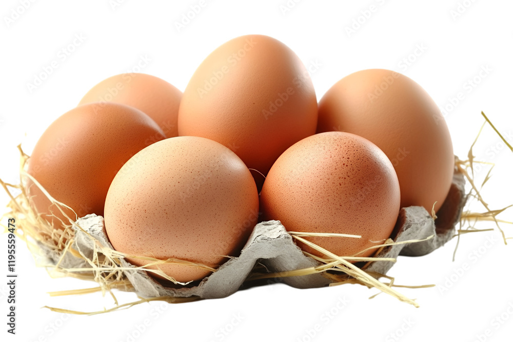 Eggs in straw on white background Eggs in straw on white background