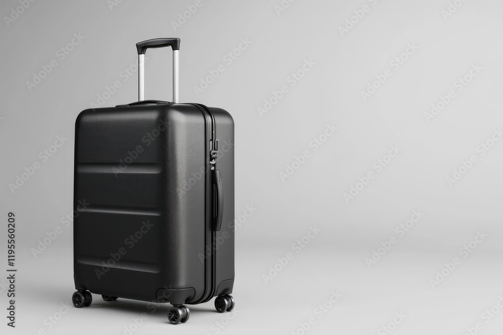 Elegant Black Luggage Arranged on a Light Backdrop: Creative Suitcase Designs for Travel Enthusiasts Elegant Black Luggage Arranged on a Light Backdrop: Creative Suitcase Designs for Travel Enthusiasts