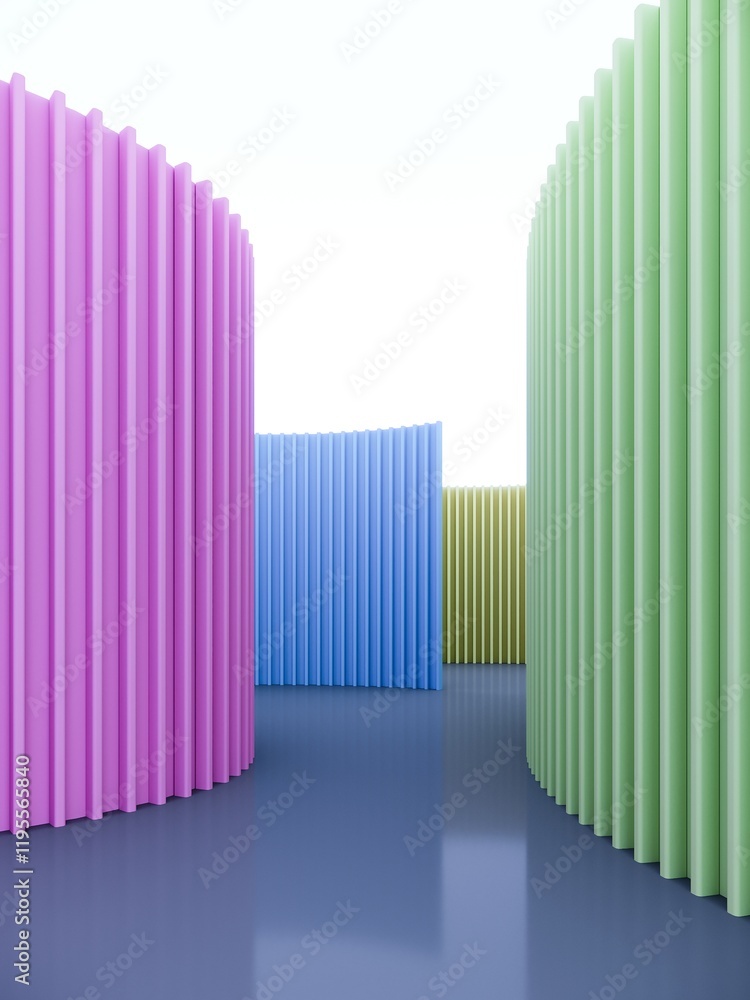 Obraz premium Empty colorful space interior with sunlight, 3d rendering