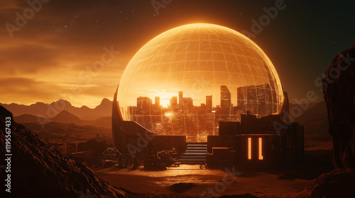 Wallpaper Mural Private investment in space exploration a futuristic city under a golden dome on mars Torontodigital.ca