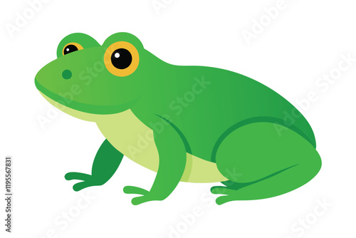 Green Frog Cartoon on Lily Pad
