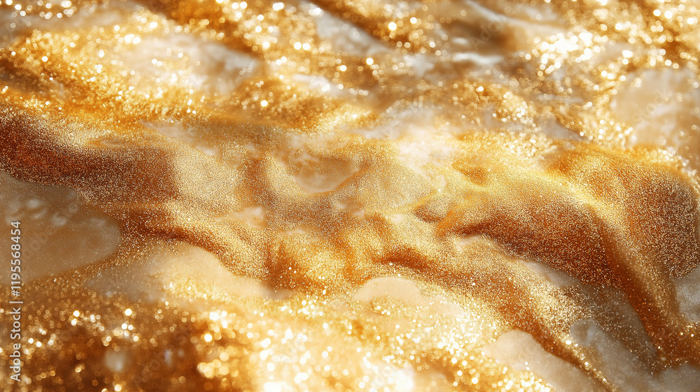 Shimmering golden texture with sparkling details and depth Shimmering golden texture with sparkling details and depth