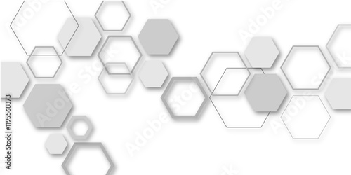 Abstract white and grey hexagon technology geometric pattern concept white background. Use for template, wallpaper, website vector illustration.