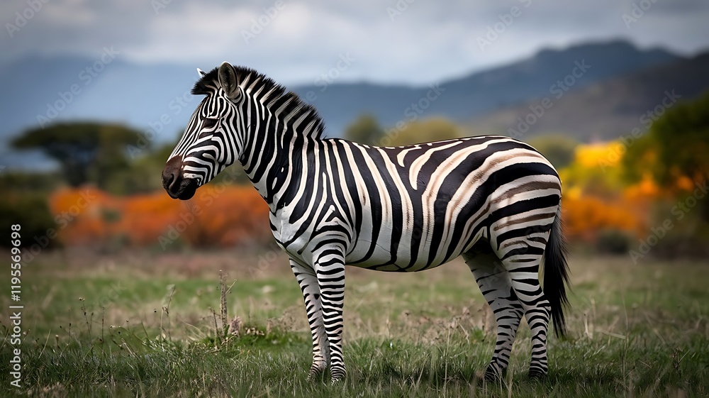 Fototapeta premium Zebra with grass international zebra day 