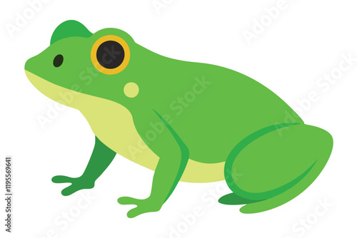 Green Frog Cartoon on Lily Pad
