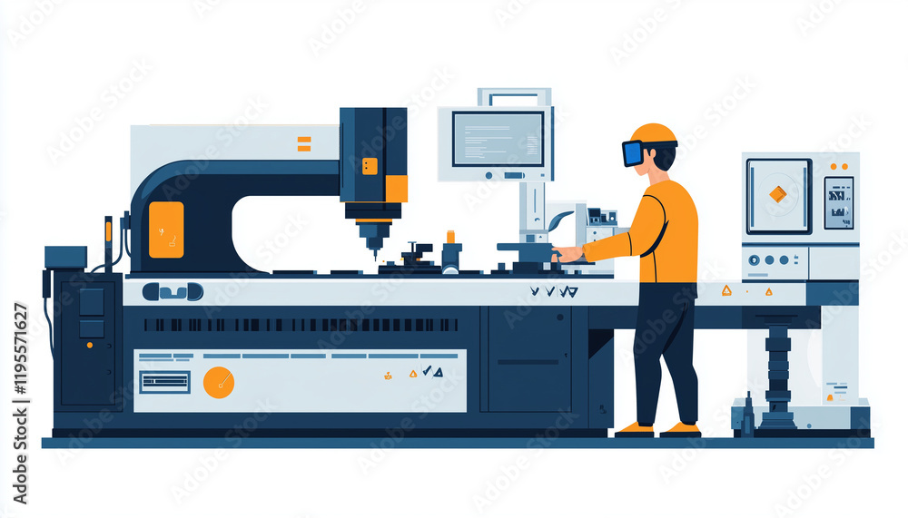 illustration of a worker using augmented reality at a production line illustration of a worker using augmented reality at a production line