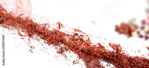 Vibrant red spice particles...