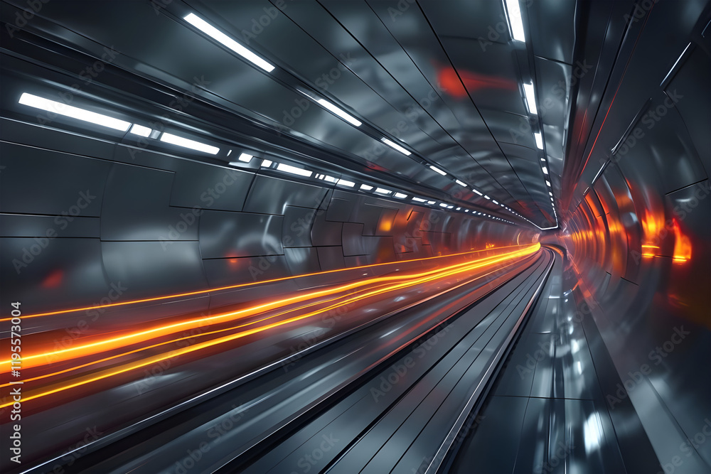 Futuristic Night Train in Tunnel To convey a sense of fastpaced movement technology and urban life in a modern and artistic way Futuristic Night Train in Tunnel To convey a sense of fastpaced movement technology and urban life in a modern and artistic way
