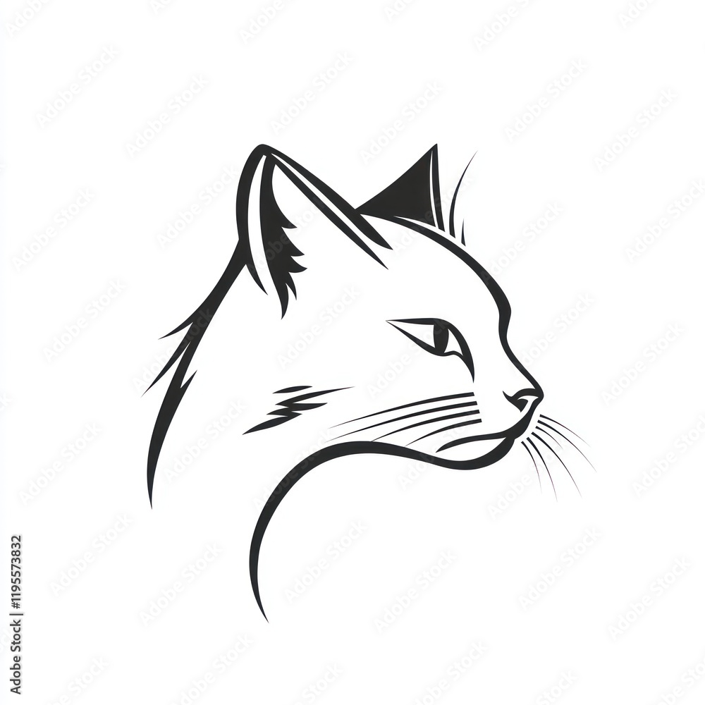 Profile view of a cat; graphic design, logo potential Profile view of a cat; graphic design, logo potential