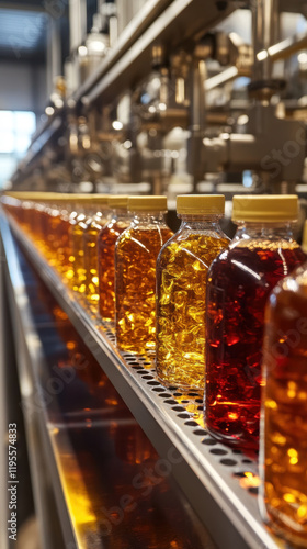 Wallpaper Mural Bottled teas in vibrant colors on production line, showcasing variety and freshness Torontodigital.ca