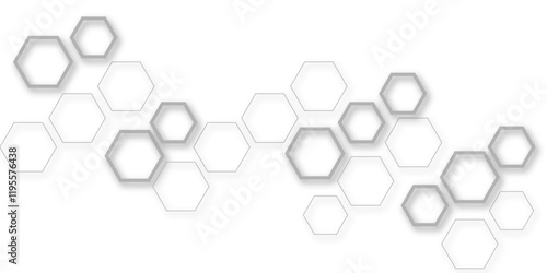 Abstract white and grey hexagon technology geometric pattern concept white background. Use for template, wallpaper, website vector illustration.