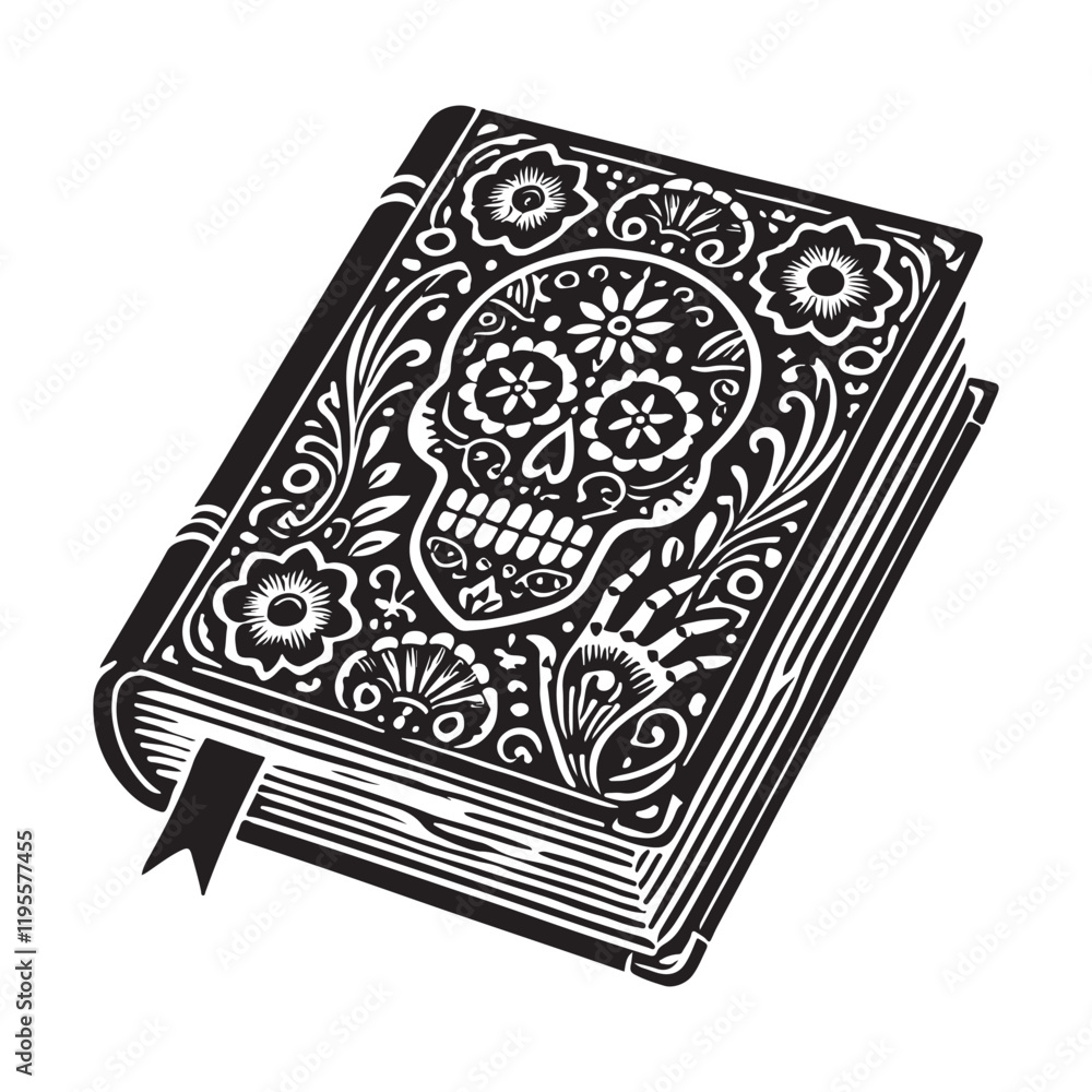The Book of the Dead Silhouette Vector Illustration, Solid White Background. The Book of the Dead Silhouette Vector Illustration, Solid White Background.