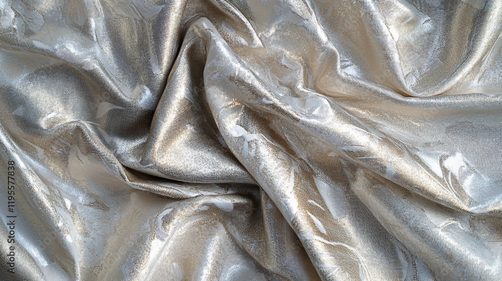 Elegant Draped Metallic Fabric Texture Background Elegant Draped Metallic Fabric Texture Background