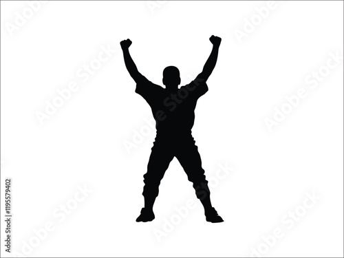 Baseball Player Celebrating Home Run Silhouette | Sports Art Design