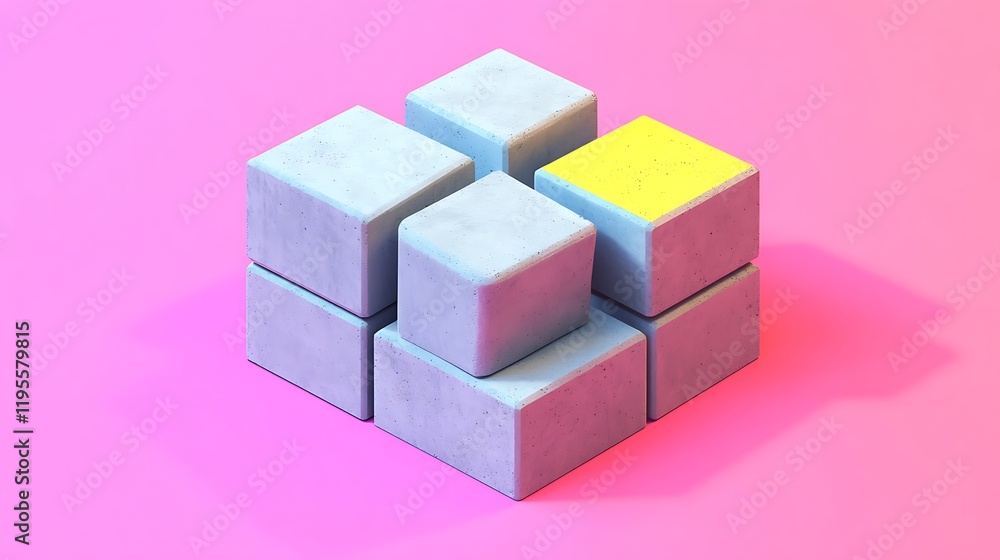 Creatively crafted isometric icon of concrete blocks ready to use on colourful background Creatively crafted isometric icon of concrete blocks ready to use on colourful background