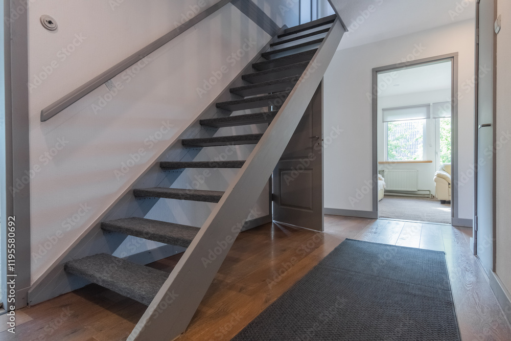 Fototapeta premium Home corridor with stairs to the second floor