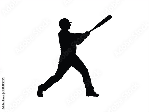 Baseball Batter Silhouette | Dynamic Sports Pose Artwork