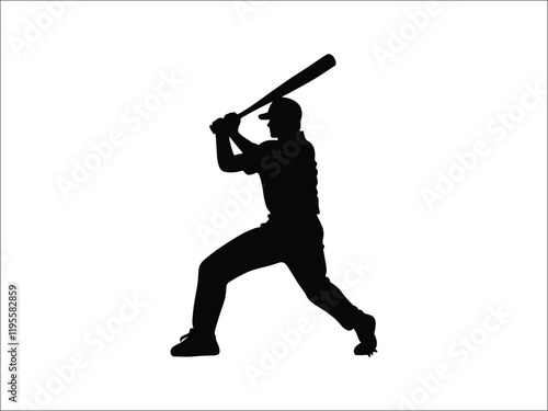 Baseball Batter Silhouette | Dynamic Sports Pose Artwork