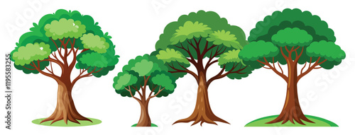 set of tree isolated on white