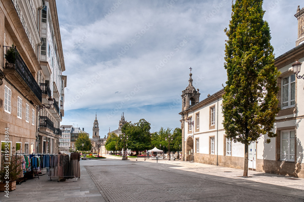 Naklejka premium Lugo is a city and municipality of Spain, capital of the region and province of the same name, located in the northwest of the country, in Galicia.