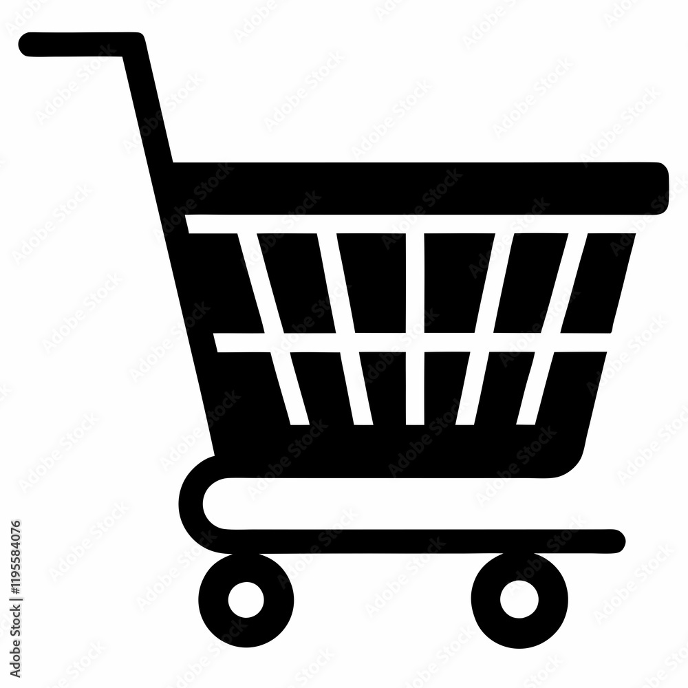 E-Commerce Cart Black Silhouette Vector E-Commerce Cart Black Silhouette Vector