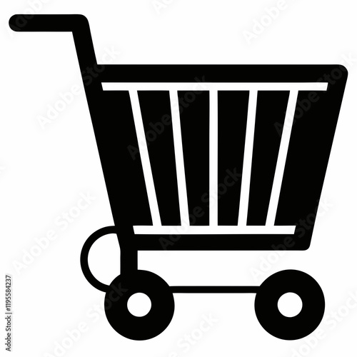 E-Commerce Cart Black Silhouette Vector photo