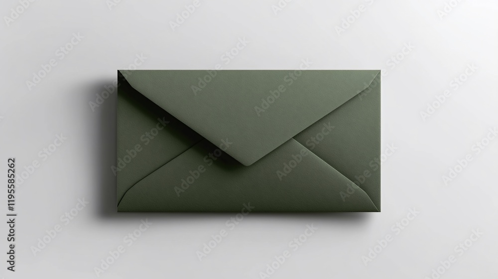 Dark green envelope on a light gray background Dark green envelope on a light gray background