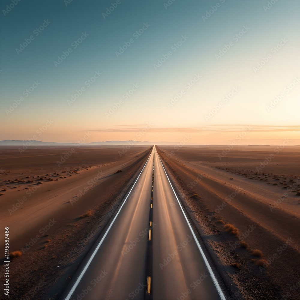 Fototapeta premium A desert road disappearing into the horizon