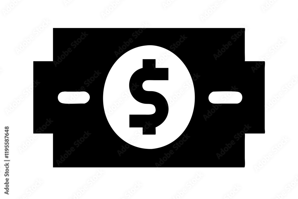 Money Silhouette Icon on White Background Money Silhouette Icon on White Background
