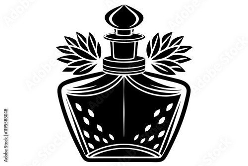Perfume Bottle Silhouette Icon on White Background