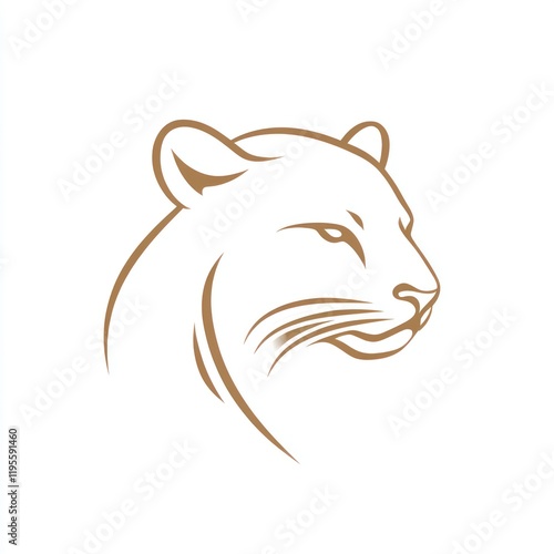 Elegant line art of a panther head on a white background photo