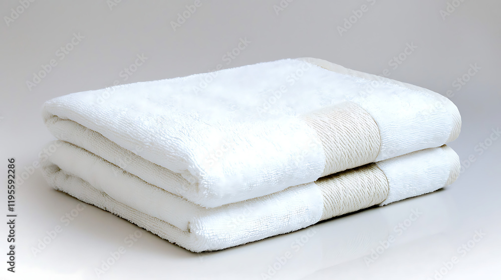 Two white towels are stacked on top of each other. generated by AI Two white towels are stacked on top of each other. generated by AI