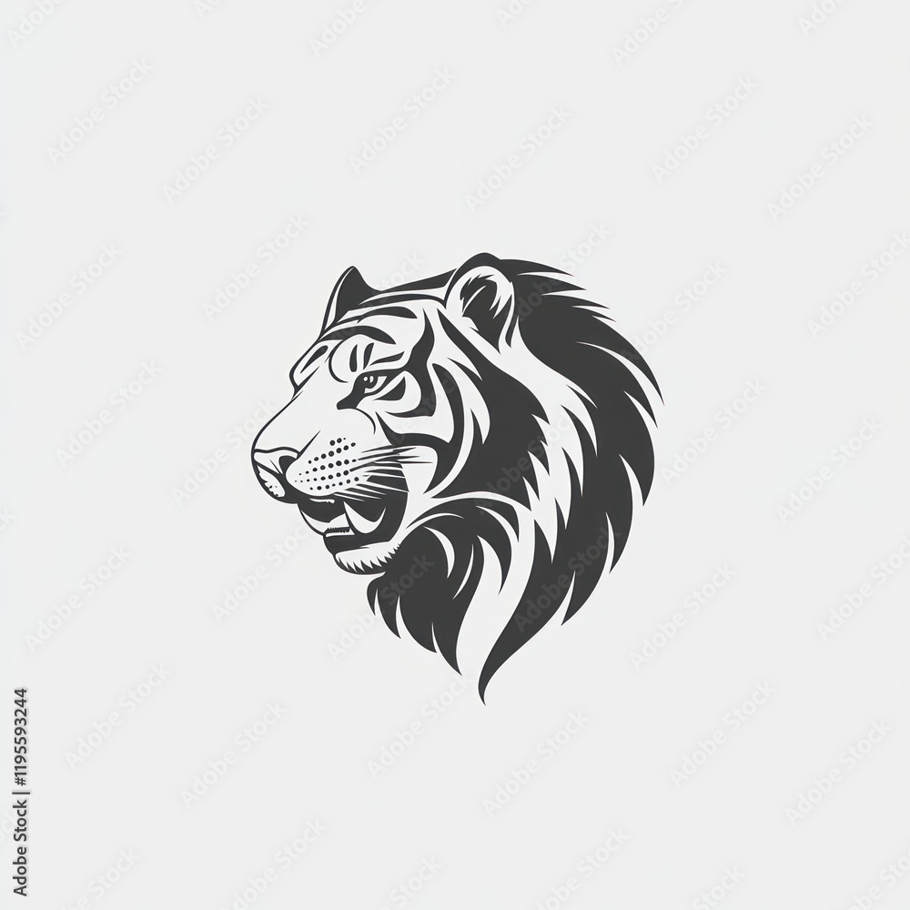 Tiger head profile graphic design, studio shot, minimal background Tiger head profile graphic design, studio shot, minimal background