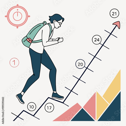 Abstract financial planning concept with a timeline and goal markers