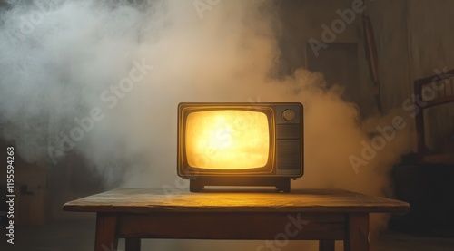 Wallpaper Mural Retro TV glowing in smoky room. Torontodigital.ca