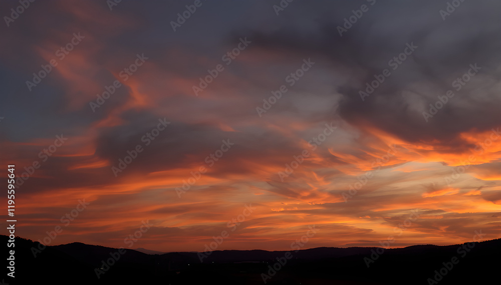cielo al tramonto in un paesaggio rurale con nuvole multicolori, sky at sunset in a rural landscape with multicolored clouds cielo al tramonto in un paesaggio rurale con nuvole multicolori, sky at sunset in a rural landscape with multicolored clouds