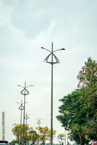 Hyderabad, India, a close up of a street lamp