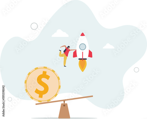 Economic stimulus money, central bank inject money to boost business and recover from Coronavirus COVID-19 crisis.flat characters.