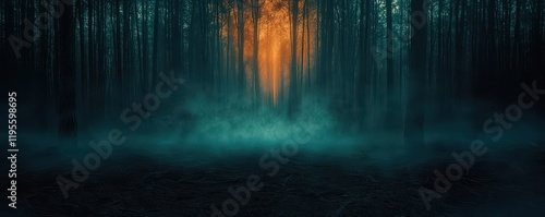 Wallpaper Mural Mysterious forest scene enchanted woodland digital art atmospheric setting surreal viewpoint nature's hidden beauty Torontodigital.ca
