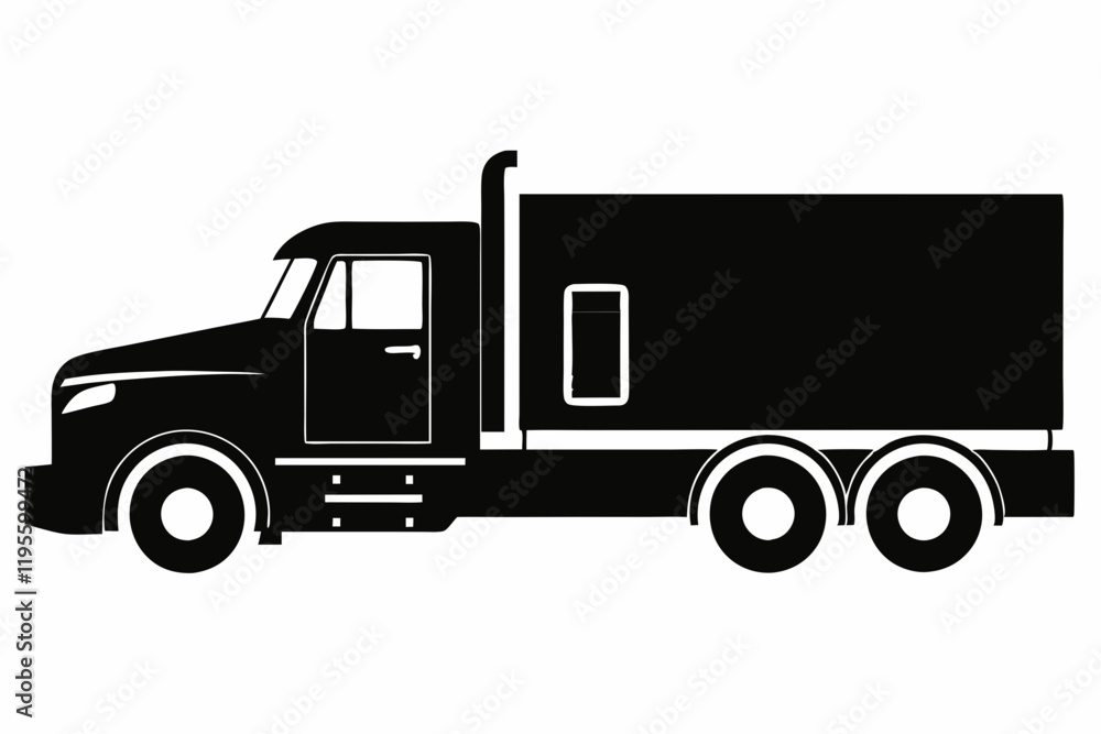 Detailed Semi-Truck Line Drawing Vector Detailed Semi-Truck Line Drawing Vector