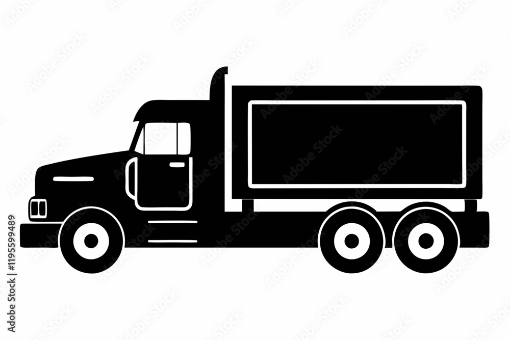 Detailed Semi-Truck Line Drawing Vector Detailed Semi-Truck Line Drawing Vector