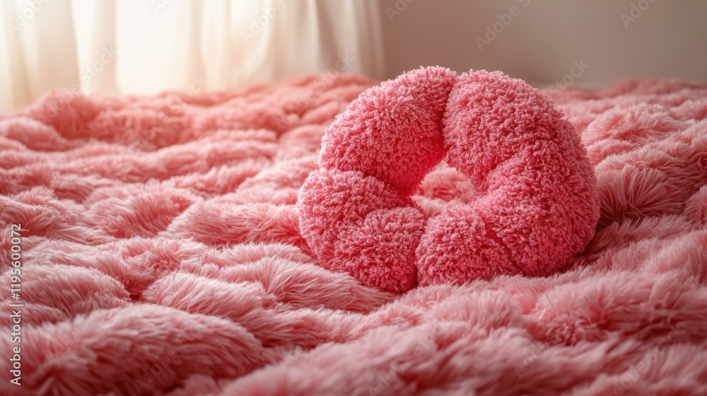 Soft and Cozy Pink Textured Accessories on a Plush Bedspread in a Warm and Inviting Bedroom Setting Ideal for Home Decor and Comfort Photography Soft and Cozy Pink Textured Accessories on a Plush Bedspread in a Warm and Inviting Bedroom Setting Ideal for Home Decor and Comfort Photography