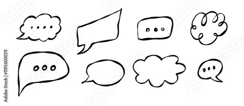 Various hand-drawn speech bubbles featuring different shapes and sizes for creative expression or communication projects